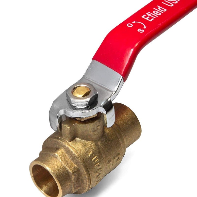 EFIELD (Pack of 10) EFIELD 3/4-Inch Sweat Brass Full Port Shut-off Ball Valve, 600 WOG (Water, Oil and Gas), Female Sweat Solder Connector SWT x SWT,(VALVE047-10PCS) - Image 2
